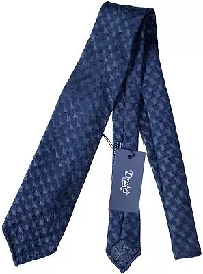 Drake's - Navy Tweed & Silk Houndstooth Tie • $43.99