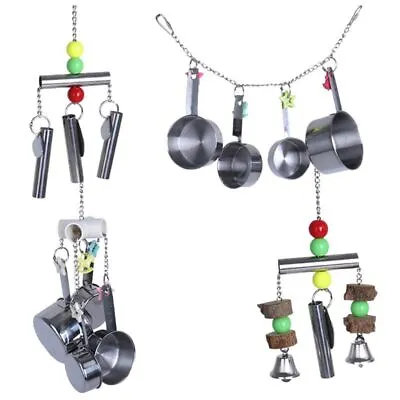 4x Bird Swings Bird Ladder Nest Bells Hammock Metal Wind Bell For Hamster Parrot • £32.22