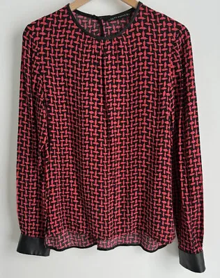 Zara Women’s Red & Black Patterned Long Sleeve Top Blouse / Size Large • $15
