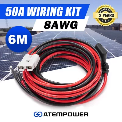 Atem Power 50A Wiring Kit 12V Anderson Style Plug Battery Cable Quick Connect 6m • $89.95