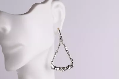 JOHN HARDY Sterling Silver Textured Jai Drop Dangle Bamboo Style Earrings! RARE! • $324.90