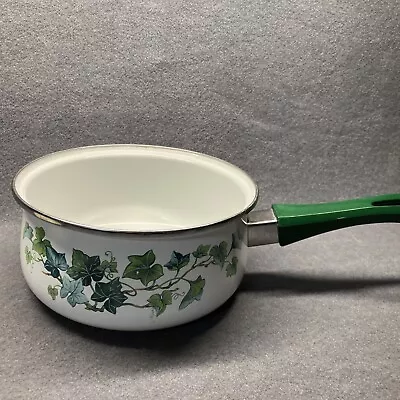 Vintage 1970s Ivy Vine Retro Enamel Sauce Pot 6c • $11.25