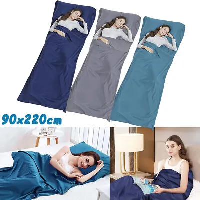 UK Travel Sleeping Bag Envelope Sack Liner Inner Sheet 3 Colors Cotton Rectangle • £10.40