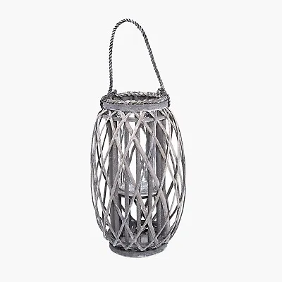 Wickerfield Lantern With Candle Holder Garden Lightning Table Lights Rattan • £15.99