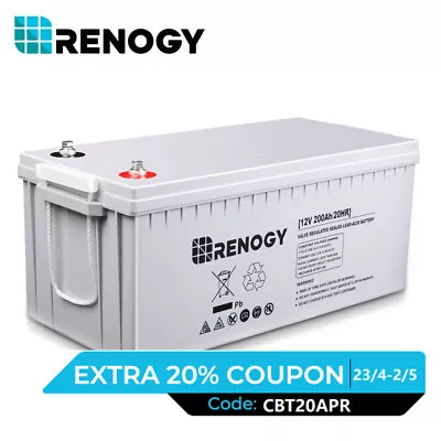 Renogy 12V 100Ah 200Ah AGM Battery Deep Cycle Battery 500A BatteryMonitor • $109.99