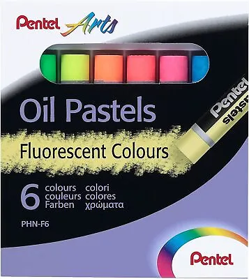 Pentel Artists Oil Pastels - 6 Set - Fluorescent Colours • £5.99