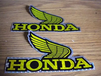 2 NOS Vintage Honda Wing Decal Sticker 5 5/8  Black Gold Reflective CT70 XR75  • $9.92