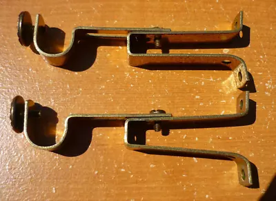 (2) Vintage Brass Finish Adjustable 5/8  Curtain Rod Bracket Holder Drapery Rod • $13.85