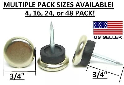 4-16-24-48! Cushioned Metal Nail On Furniture Leg Floor Glide Nickel Base 3/4  • $9.99