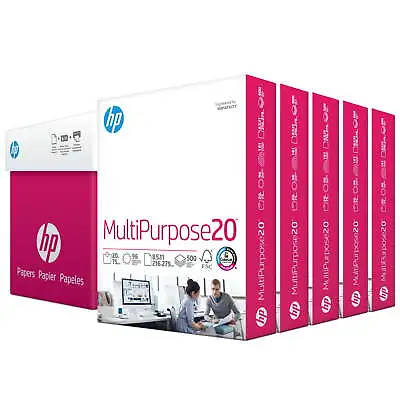 $38 • Buy HP Printer Paper, Multipurpose, 8.5  X 11 , 20 Lb.,  5 Ream Case - 2500 Sheets