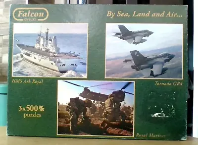 UK ARMED FORCES: BY SEA LAND AND AIR Jigsaw Puzzles (3 X 500 Piece) Falcon • £10
