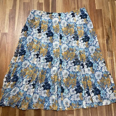 St John Collection Silk Skirt Womens 10 Floral Vintage Pleated Midi • $49.99