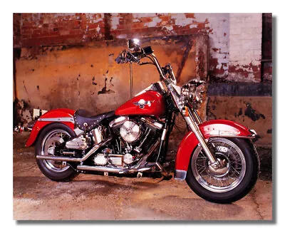 Red Harley Davidson Softail Motorcycle Photo Wall Picture 8x10 Art Print • $8.87