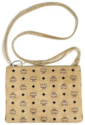 $470 MCM Beige Visetos Coated Canvas Crossbody Pouch Bag MYZCATA08IG001 • $272.59