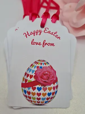 Happy Easter Gift Tags Pink Large Easter Egg Design Love From Logo 10no • £2.99