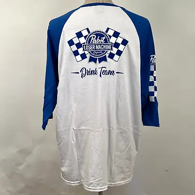 Loser Machine X Pabst Men's Baseball T-Shirt Drink Team White/Blue Size XXL NWT • $24.99