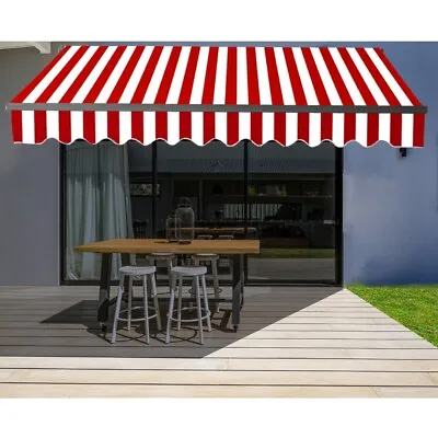 ALEKO Motorized Retractable Home Patio Canopy Awning 20 X10 Ft Red/White Stripes • $486.75