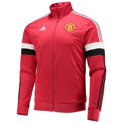 Adidas Men's Manchester United 3 Stripe Soccer Full Zip Track Jacket Jersey XL • $47