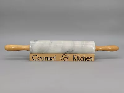 Gourmet Kitchen Himark Solid Marble & Wood 10  Dough Baking Rolling Pin & Stand • $12