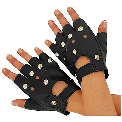 Faux Leather Biker Gloves Temple Raider Movie Games Fancy Dress Accessories • £2.99