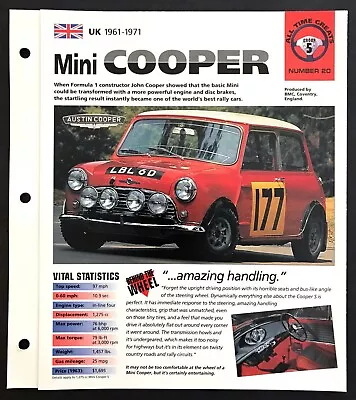 1964 970-cc Mini Cooper S Sedan Unique Imp Brochure • $5.23