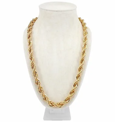 Men's 9mm Rope Chain Hip Hop RUN DMC 14K Gold Plated Necklace 20  22  24  26  30 • $19.49