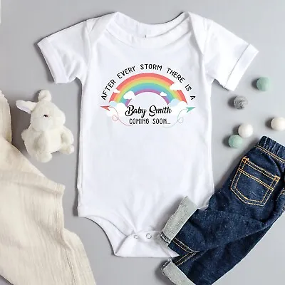 Personalised Rainbow Baby Vest Pregnancy Announcement Grow After Every Storm • £6.99