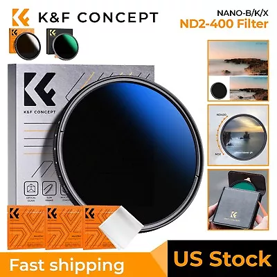 K&F Concept ND2-400 Variable Neutral Density ND Filter 37-95mm Lens NANO-B/K/X • $26.99