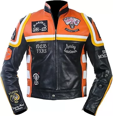 Mickey Rourke HDMM Marlboro Jacket Vintage Biker Riding Leather Jacket For Men's • $24.89