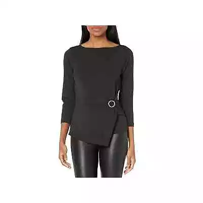 MICHAEL Michael Kors Women's Petite Solid Twist 3/4 Sleeve Top Black US 4-6 P/S • $19