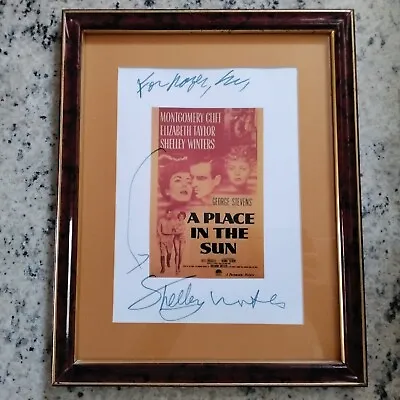 Shelley Winters SIGNED Page Movie Actress Place In The Sun Monty Clift Framed • $39