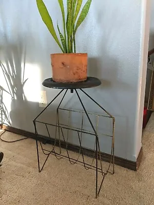 MCM Wire Plant Stand Mid Century Modern Atomic Ashtray Magazine Rack Vintage 20  • $101.50