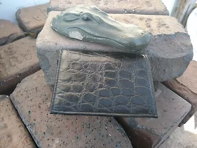 Wild Alligator Tri-fold Short Wallet Gator Swamp Skin Leather Hide Blk FB28 • $225