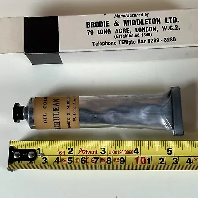 Vintage Old Oil Paint Tube By Brodie & Middleton CERULEAN BLUE - Soft - Rare (C) • £29.99