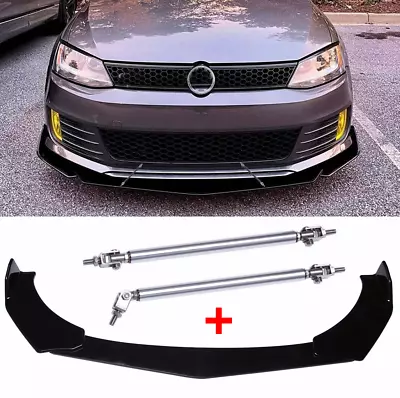 $65.13 • Buy Front Bumper Lip Spoiler Splitter Body Kit + Strut Rods For VW Jetta MK6 GLI 