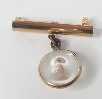 Vintage Bar Pin Brooch With Glass Ball With Mustard Seed • $19.99