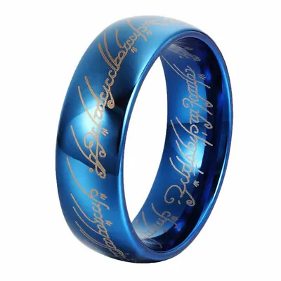 Tungsten Ring 8mm Blue Magic Ring All-match Tungsten Steel Men's Ring • $49