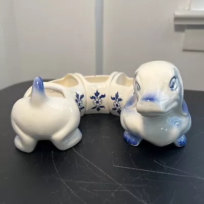 VTG MC Blue Willow Dachshund Weiner Dog Ceramic Condiment Tea Sugar Caddy 5 Pcs • $49.99