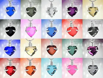$14.95 • Buy New Heart Crystal Birthstone Urn Cremation Keepsake Ashes Memorial Necklace