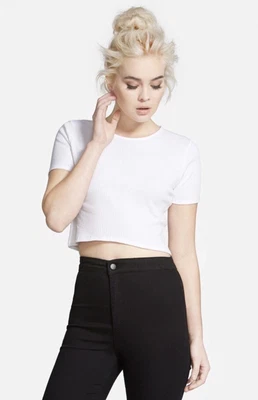 £9.67 • Buy Topshop Rib White Crop Tee T-shirt Top Size 2 Extra Small