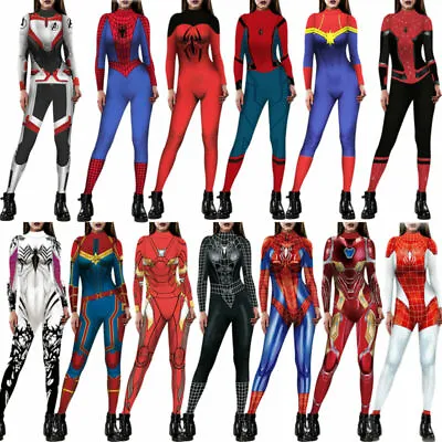 £17.99 • Buy Women Marvel Superhero Spiderman Jumpsuit Catsuit Cosplay Party Fancy Costume