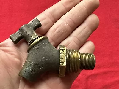 VINTAGE BRASS 3/4   1/2” OIL BARREL DRUM SPIGOT FAUCET 20s 30s 40s STEAM ENGINE • $9.99