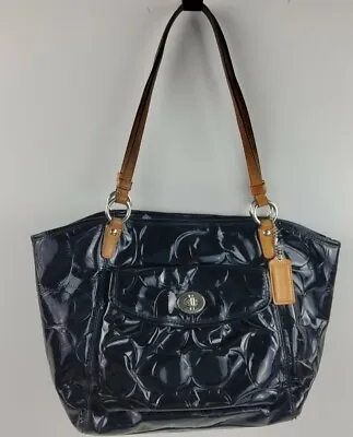 Coach Signature Leah Embossed Patent Leather Shoulder Tote Bag F14663 Purse • $44.99