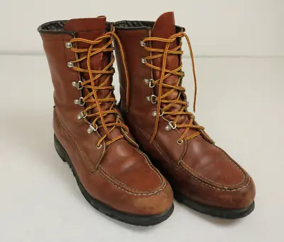 Vintage Field & Stream Moc Toe Leather Boots Size 9.5 D Made In USA • $49.95