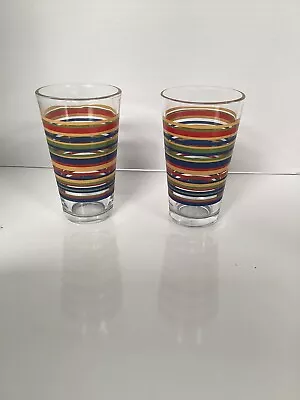 Vintage Libby Fiesta Striped Iced Tea Glasses • $15