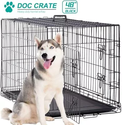 $97.99 • Buy 48  Extra Large Dog Crate Kennel W/ 2 Doors &Tray Folding Pet Cage Kennels XXL 
