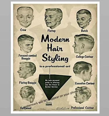 11x14 Barber Shop Poster PHOTO Sign Vintage Modern Hair Cut Styling Chart • $19.48