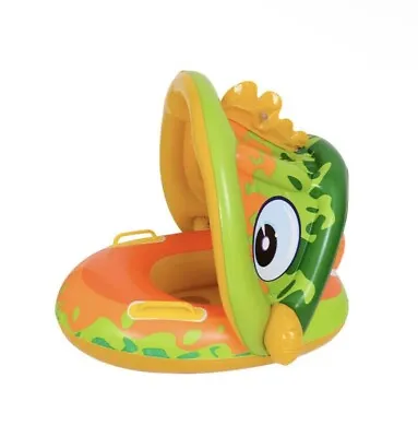 Baby Swimming Ring With Sun Canopy Inflatable Toddler Float Swim Seat Aid Toy UK • £6.99