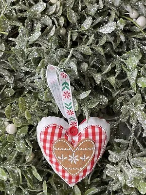 £2.50 • Buy Gisela Graham Christmas Tree Decoration Nordic Material Heart Red & White No Tag