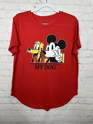 Disney Mickey Mouse Pluto Women's Red Short Sleeve Shirt Sz XL NWOT • $16